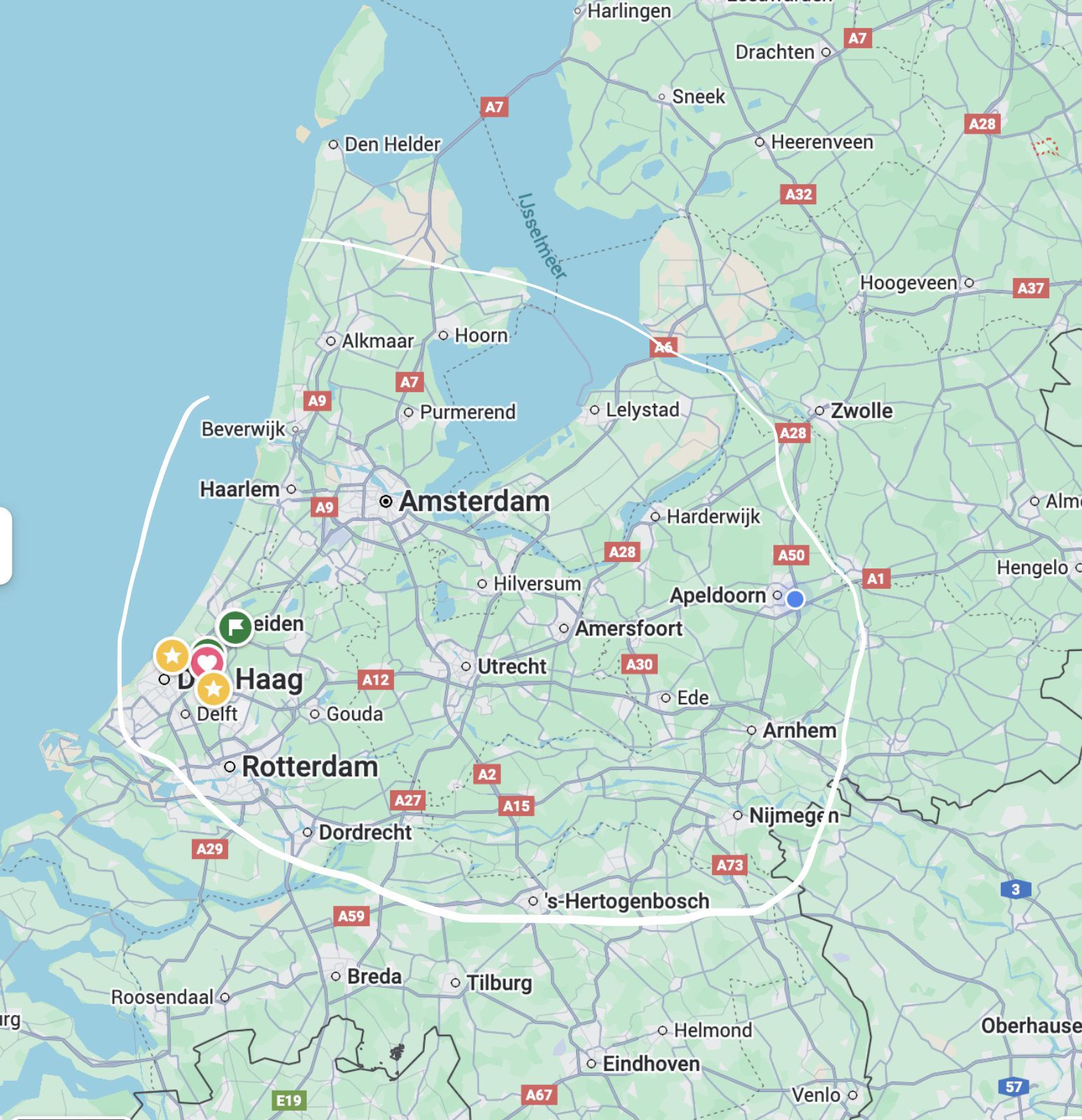 Zoekgebied kaart - Midden Nederland en kustgebied